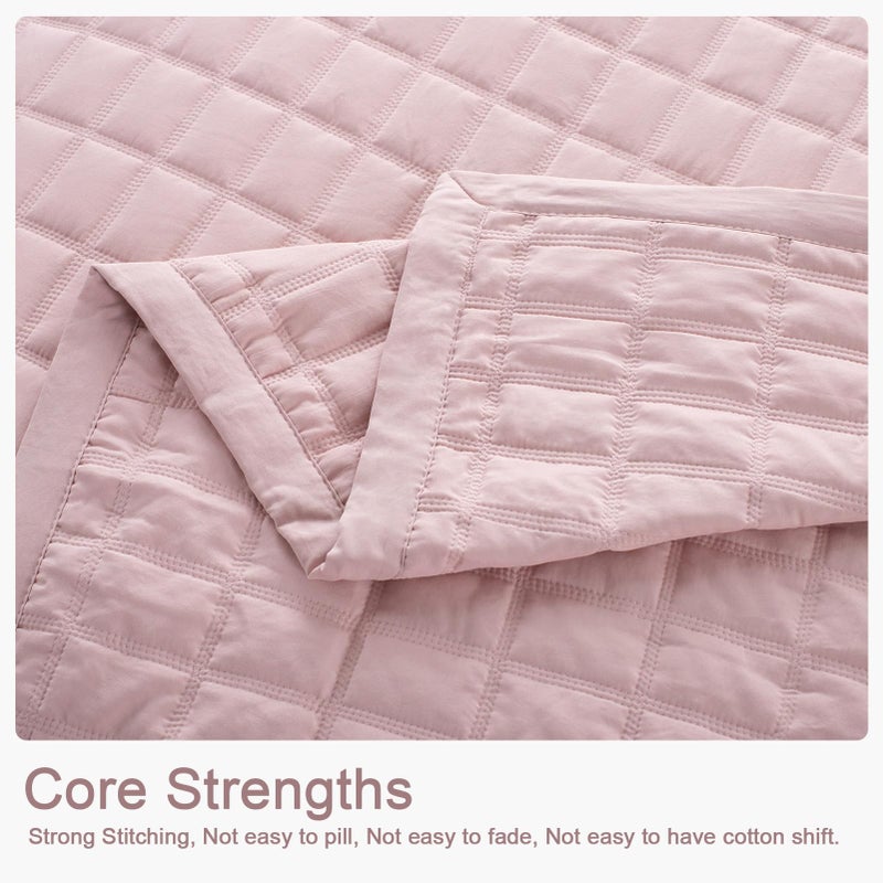 KASENTEX Oversized King Quilt Set 112"x106" â€“ Soft Washed 3-Layer Lightweight California King Bedspread, Minimalist Nordic Design, All-Season Spring & Summer Quilt Set (1 Quilt + 2 Pillow Shams), Blush Pink - Image 4